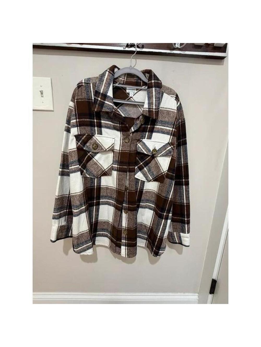 Plaid shacket- thick and warm fall winter layer jacket shirt flannel style